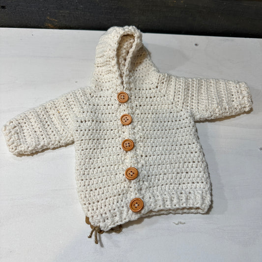 Hand-Crocheted Baby Sweater (0–4M)