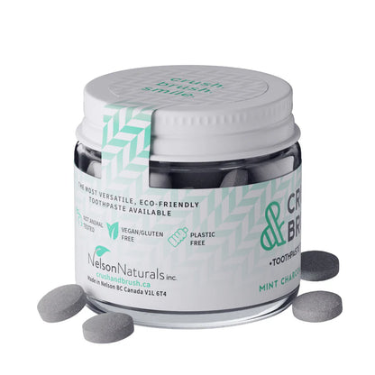 Nelson Naturals - Crush & Brush – Charcoal Mint Toothpaste Tablets (60g)