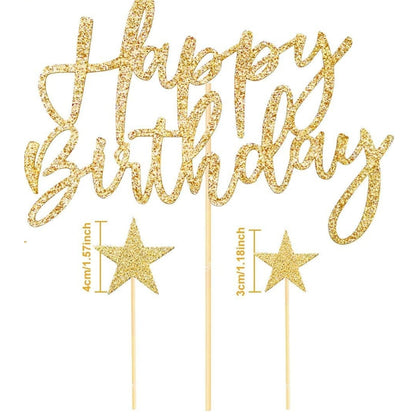 Happy Birthday Cake Topper with Stars