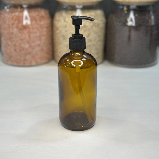 Amber Glass Bottle with Pump – 500ml