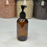 Amber Glass Bottle with Plastic Pump – 250ml