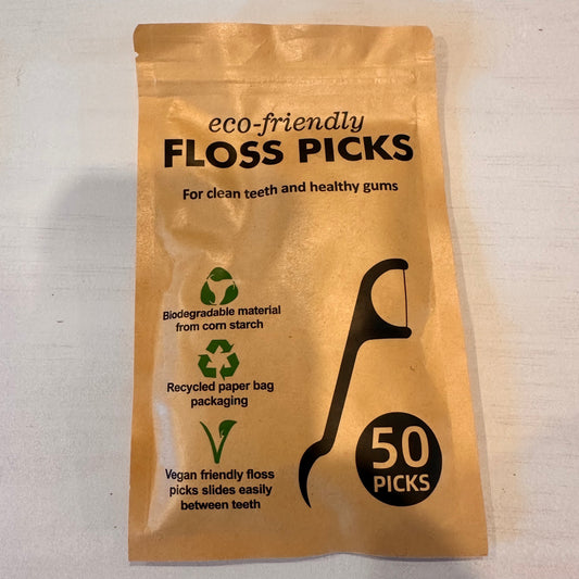 CHARCOAL FLOSS PICKS – 50 PACK