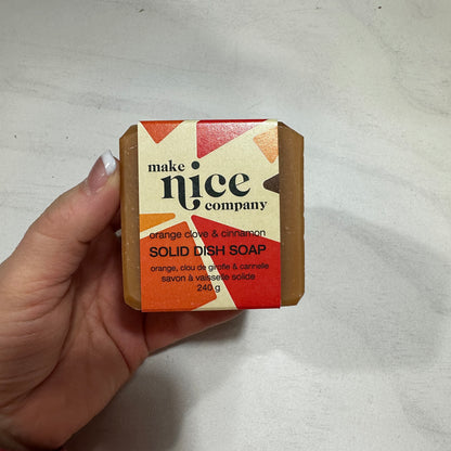 MAKE NICE COMPANY – ORANGE CLOVE + CINNAMON SOLID DISH SOAP (LIMITED EDITION)